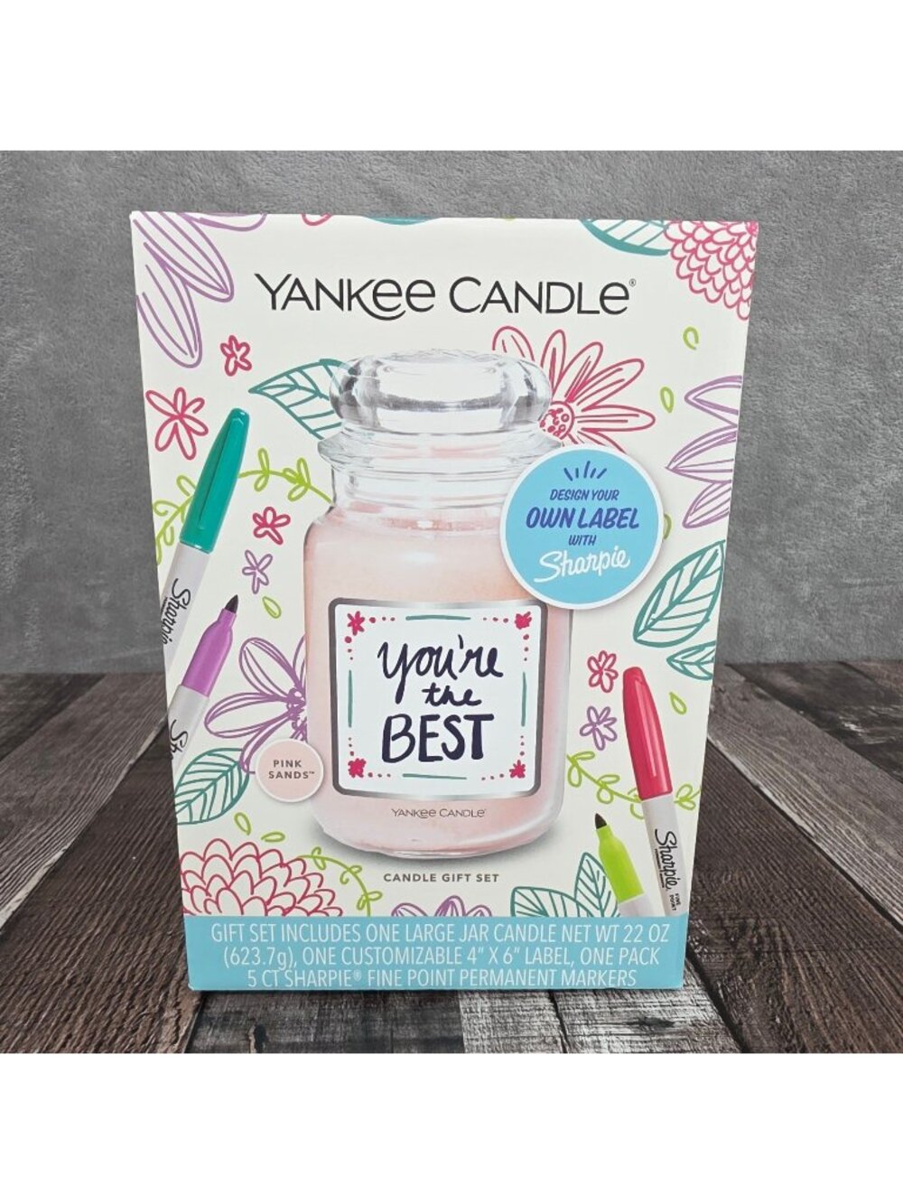Yankee Candle Gift Set Pink Sands 22oz Sharpie Design Your Own Label Crafts New